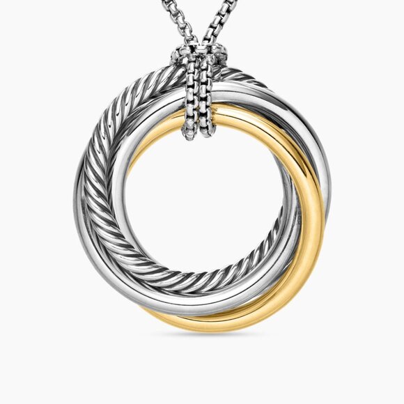 David Yurman Small Crossover Pendant w/Adjustable Chain - 14K/925 - Current Item - Picture 4 of 14